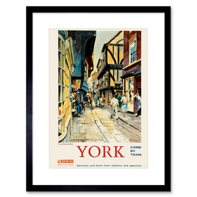 Artery8 York England Shambles Medieval Butcher Street 12X16" Framed Wall Art Print from B&Q