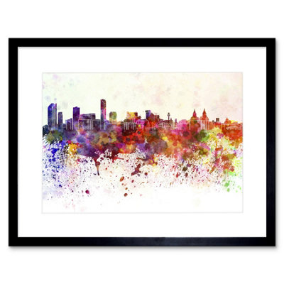 Artery8 Painting Cityscape Liverpool Skyline Paint Splash Framed Wall Art Print from B&Q