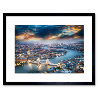 B&Q -  Photo Cityscape Composition Aerial View London Thames Framed Wall Art Print