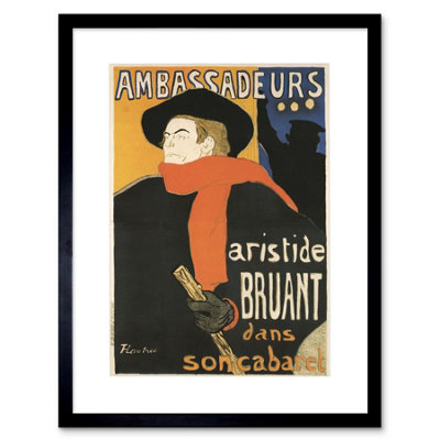 Artery8 Theatre Cabaret Aristide Bruant Toulouse-Lautrec Retro Framed Wall Art Print from B&Q