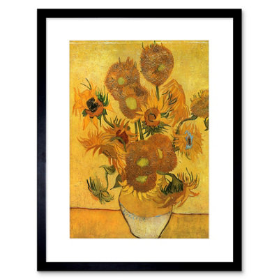 Artery8 Painting Van Gogh Still Life Vase Fifteen Sunflowers Framed Wall Art Print from B&Q