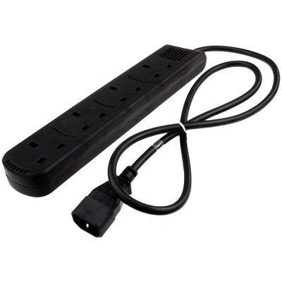Kenable Iec C14 To 4 Way Gang Uk Mains Sockets Lead Ups Power Splitter 1M Black from B&Q