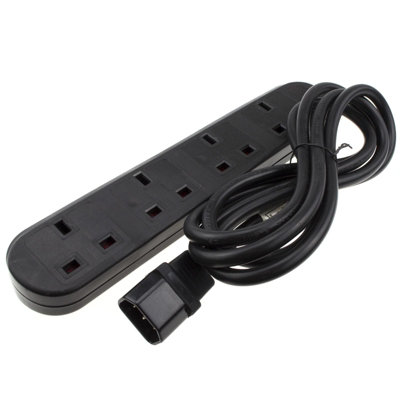 Kenable Iec C14 To 4 Way Gang Uk Mains Sockets Lead Ups Power Splitter 2M Black from B&Q