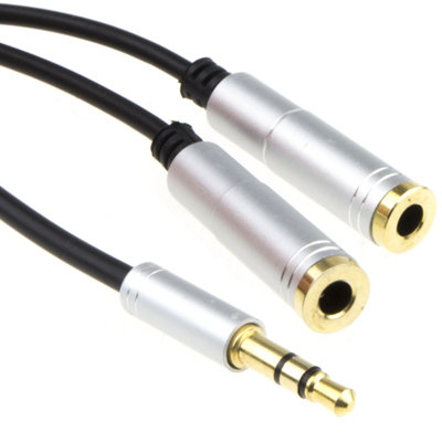 Kenable Pro Ofc 3.5mm Stereo Jack Aux Headphone Splitter Tpe Cable Lead Gold 20Cm Black from B&Q