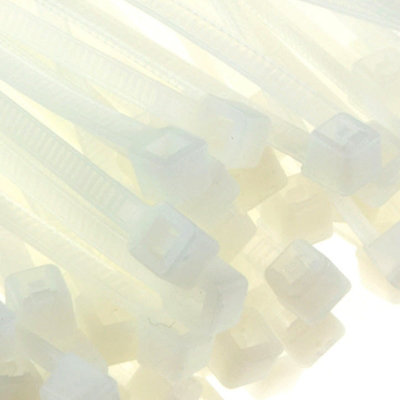 Entie Natural White Cable Ties 2.5mm X 60mm Nylon 66 Ul Approved (100 Pack) from B&Q
