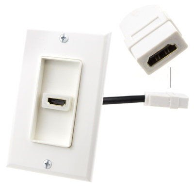 B&Q -  Hdmi Flush Euro Wall Plate Faceplate Socket Hdmi Tail Cable Single Port