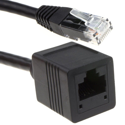 B&Q -  Network Cat6 Utp Ethernet Rj45 Extension Male Female Cable Black 1M