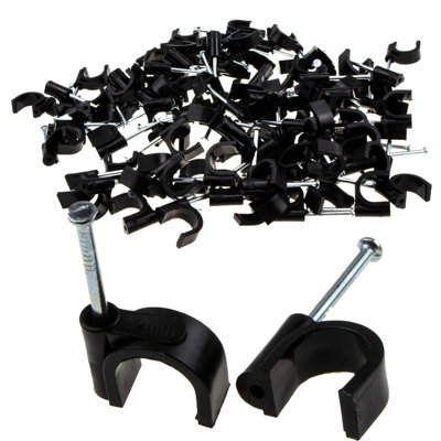 Kenable Round Black 12mm Cable Clips Secure Fastenings Cables Large (100 Pack) from B&Q
