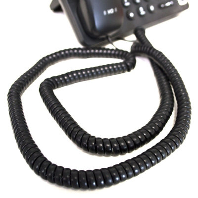 Kenable Telephone Handset Coiled Rj10 Plug To Rj10 Plug Cable Lead Black 6M from B&Q