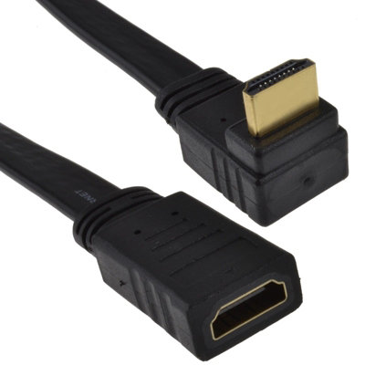 Kenable Right Angle 90 Flat Hdmi Extension Cable Plug To Female Socket 1M from B&Q