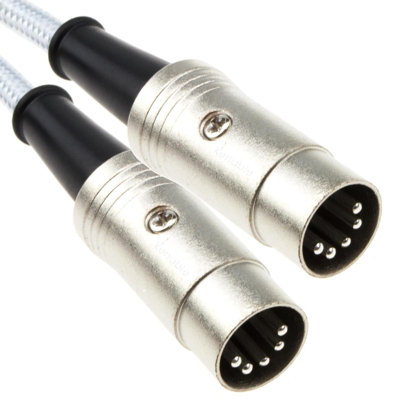 B&Q -  Professional Midi 5 Pin Din Cable Fully Wired Braided Cable Shielded 1M White