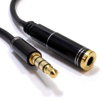 Kenable Pro 4 Pole Trrs Metal 3.5mm Jack Headphone Headset Extension Cable 0.5M from B&Q