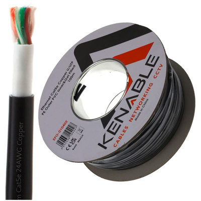 Kenable Direct Burial External Cat5E Outdoor Copper Ethernet Network Cable Reel Gel 100M from B&Q