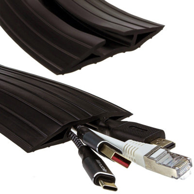 B&Q -  Black Rubber Floor Cable Protector Cover 19 X 9.5mm Inner Channel 4.5M
