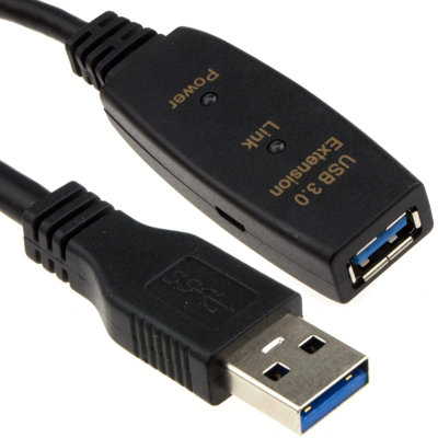 B&Q -  Usb 3.0 Superspeed Active Repeater Extension Cable A Plug To A Socket Lead 5M