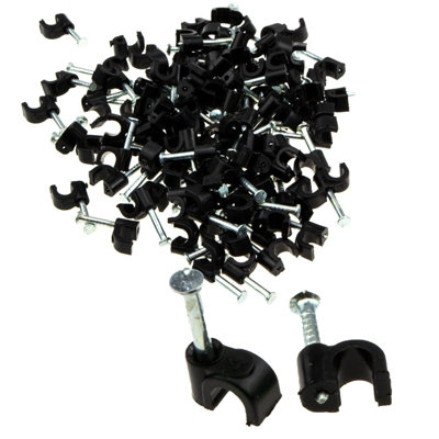 Kenable Round Black 4mm Cable Clips Secure Fastenings Cables (100 Pack) from B&Q