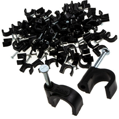 Kenable Round Black 9mm Cable Clips Secure Fastenings Cables (100 Pack) from B&Q