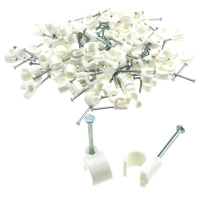 Kenable Cable Clip Hook Style 5mm To 7mm Round For Fastenings Cables White (100 Pack) from B&Q