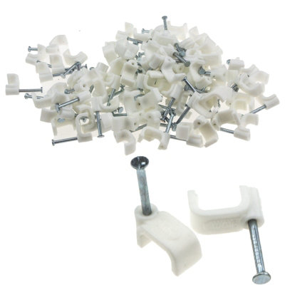 B&Q -  Flat White 9mm Cable Clips For 1.5mm2 Twin & Earth Cables (100 Pack)