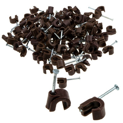 Kenable Cable Clip Hook Style 5mm To 7mm Round For Fastenings Cables Brown (100 Pack) from B&Q