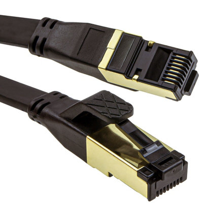 Kenable Flat Cat8 Sstp Shielded 2000Mhz 40Gbps High Speed Ethernet Cable Rj45 15M Black