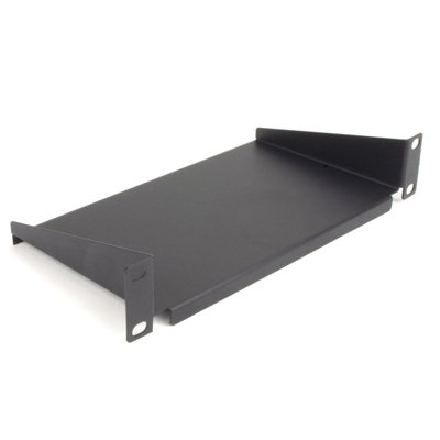 B&Q -  Mini Fixed Cantilever Shelf 1U 150mm Deep Black For 10 Inch Data Cabinet Rack