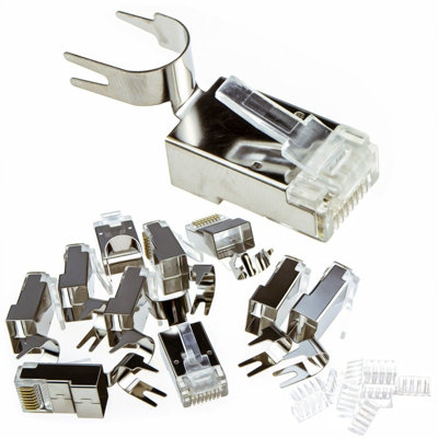 Kenable Shielded Two Piece Stp Cat6 6A Cat7 Rj45 Lan Crimps Ends Connectors (10 Pack) from B&Q