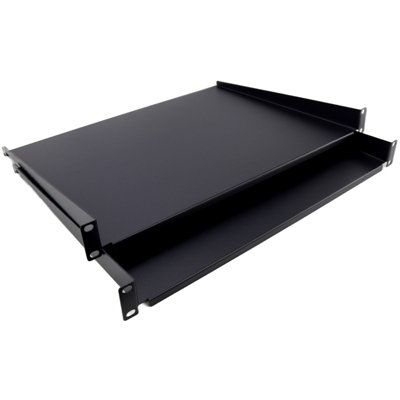 Kenable (Twin Pack) Fixed Cantilever Shelf 1U 350mm Deep Black 19 Inch Data Cabinet Rack from B&Q
