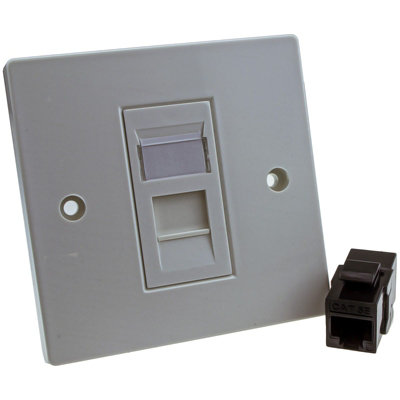 Kenable Through Coupler Keystone Faceplate Cat5E 1 Port Rj45 Socket Network Plate from B&Q