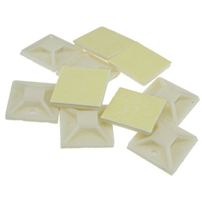 Kenable Cable Tie Base 30mm X 30mm Self Adhesive Natural Medium White (10 Pack)