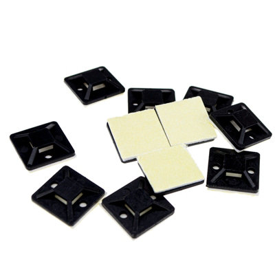 Kenable Cable Tie Base 20mm X 20mm Self Adhesive Small Black (10 Pack) from B&Q