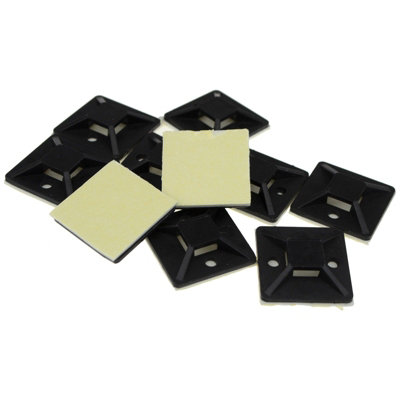 Kenable Cable Tie Base 30mm X 30mm Self Adhesive Medium Black (10 Pack) from B&Q