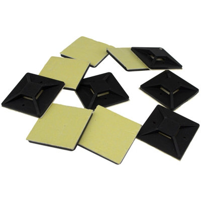 Kenable Cable Tie Base 40mm X 40mm Self Adhesive Large Black (10 Pack)