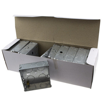 Kenable Flush Single Galvanised Steel Back Box With Fixed Lugs 25mm (10 Pack) from B&Q