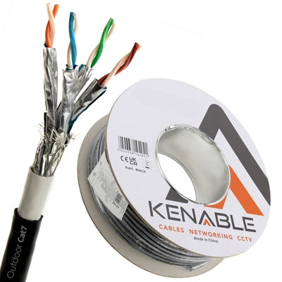 Kenable Direct Burial External Cat7 Outdoor Copper Ethernet Network Cable Reel Gel 50M from B&Q