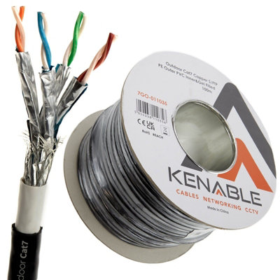 Kenable Direct Burial External Cat7 Outdoor Copper Ethernet Network Cable Reel Gel 100M from B&Q