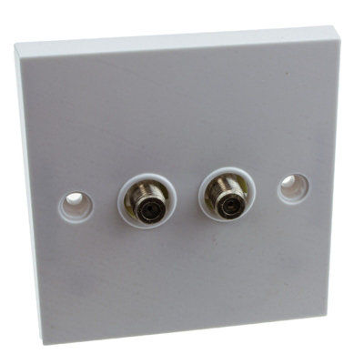 Kenable Double F Type Screw Wall Faceplate For Satellite Sky Virgin Outlet White from B&Q