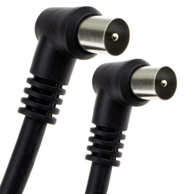 B&Q -  Rf Fly Lead Right Angle Male Plug To Plug Coaxial Tv Freeview Cable 3M Black