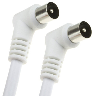 Kenable Rf Fly Lead Right Angle Male Plug To Plug Coaxial Tv Freeview Cable 2M White from B&Q