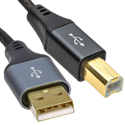 Kenable Pro Metal Usb 2.0 24Awg Printer Cable Lead A Plug To B Male Braided 2M from B&Q