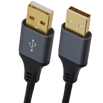 B&Q -  Pro Metal Usb 2.0 24Awg A Plug To A Male High Speed Braided Cable 1M