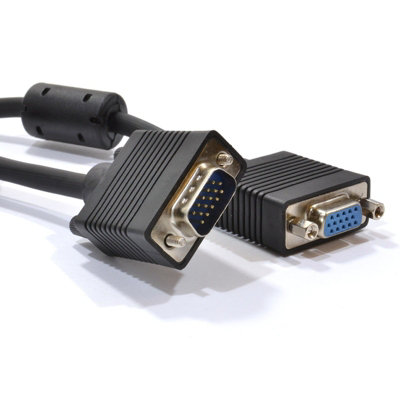 B&Q -  Svga Monitor Extension Cable Hd15 15 Pin Lead Male To Female 0.5M Black