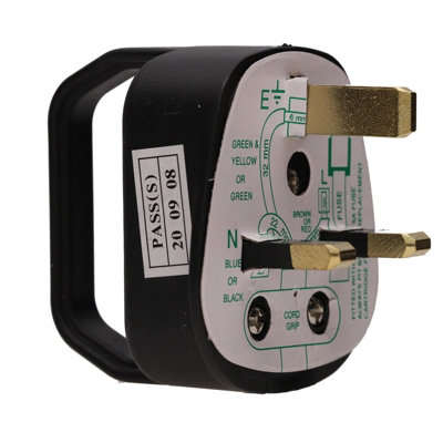 Kenable Easy Pull Rewireable 3 Pin Uk Mains Plug Fitted With 5A Amp Fuse Black from B&Q