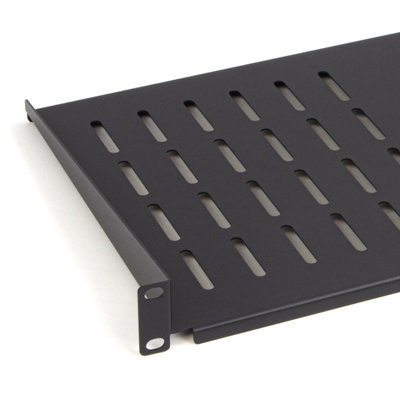 Kenable Vented Fixed Cantilever Shelf 1U 250mm Deep Black For 19 Inch Data Cabinet Rack