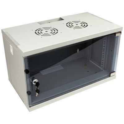 Flat Pack Wall Mounted Data Cabinet Glass Door For 19 Inch Rack 6U 300Mm Grey 5054338112022 - Image 3
