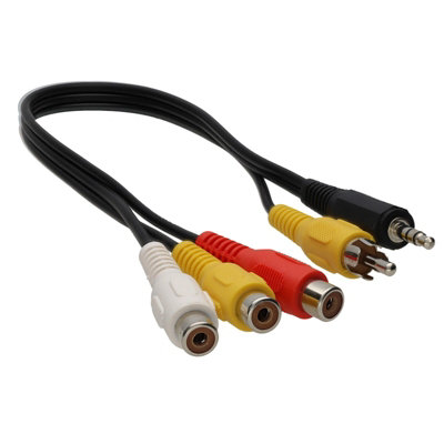 B&Q -  3.5mm Stereo Jack Plug & Composite Phono To 3 X Triple Rca Female Sockets Cable
