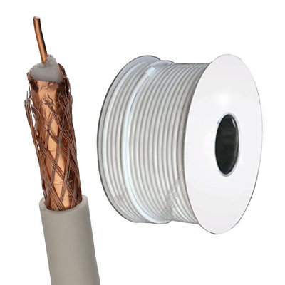 Kenable 100U Foam Filled Digital Satellite Tv Cable Ofc Copper Core Cca Braid 100M White from B&Q