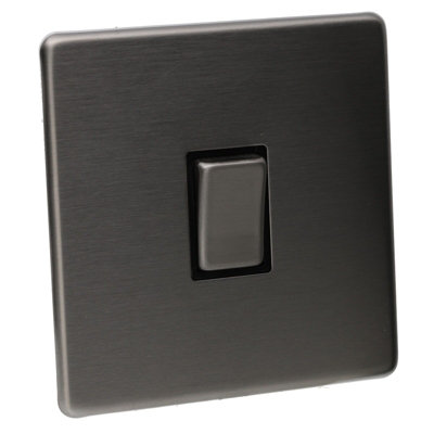 Kenable 1 Gang 2 Way 10A Light Switch Screwless Plate With Brushed Chrome Finish from B&Q