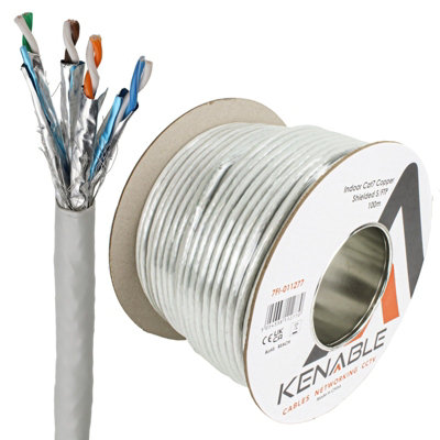 Kenable Indoor Cat7 Copper Ethernet S Ftp Network Cable Reel Box 100M Grey from B&Q