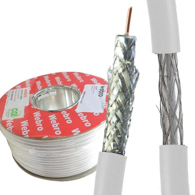 B&Q -  Webro Rg6U Hd Tv Aerial Antenna Freeview Coaxial Cable Shielded 50M White